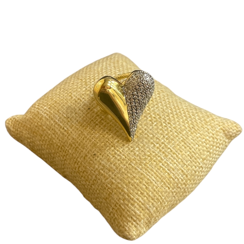 RTT29 TWO TONE HEART ADJUSTABLE RING