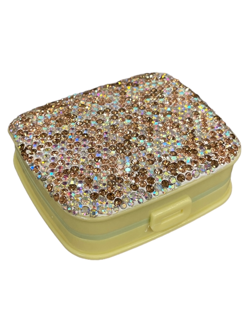 S02B   BROWN RHINESTONE  CONTACT LENS CASE