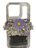 S80PL PURPLE FLOWER & STONE ADJUSTABLE  CELLPHONE HOLDER