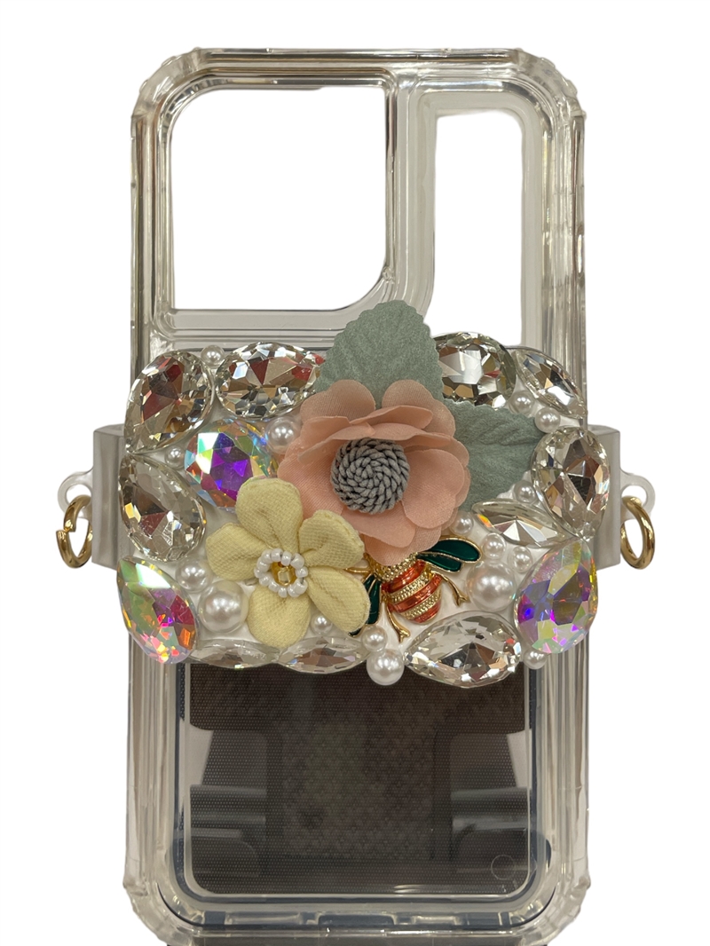 S80PY  PINK & YELLOW FLOWER  ADJUSTABLE  CELLPHONE HOLDER