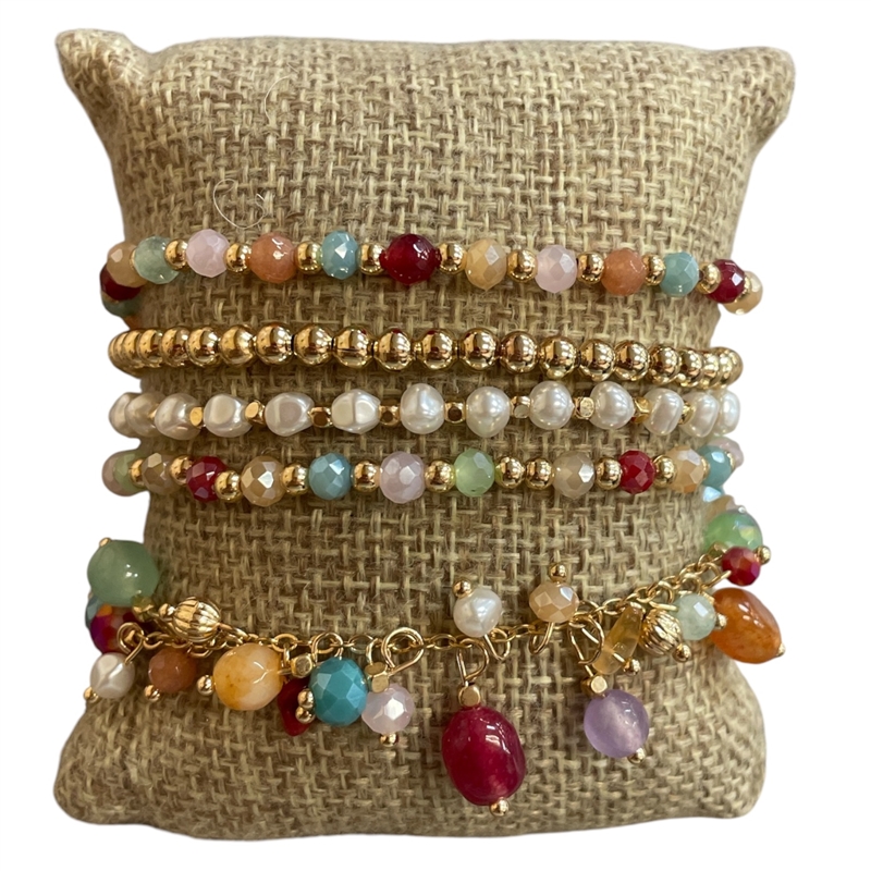 SB1140 CRYSTAL 5 PC SET STRETCH BRACELET