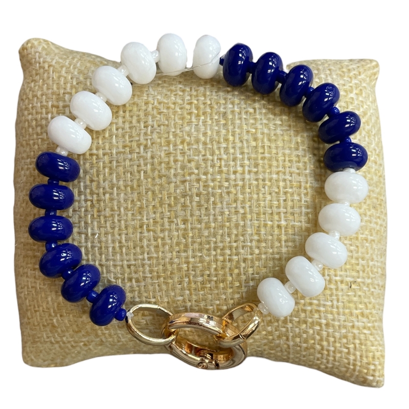 SB1239 TWO TONE ACRYLIC BEADED STRETCH BRACELET
