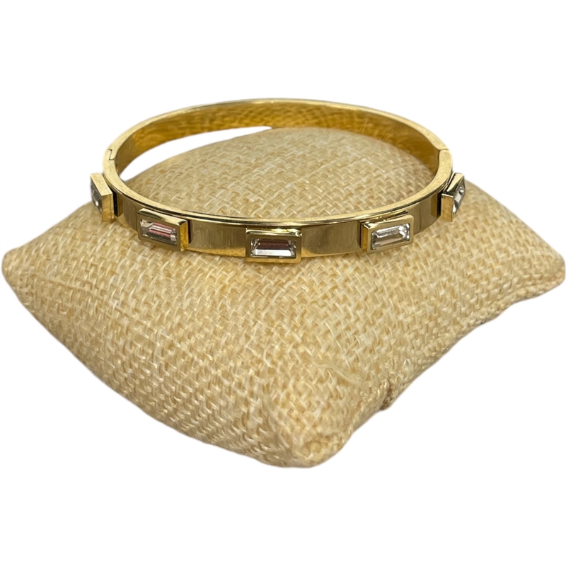 SE102 STAINLESS STEEL SPACED OUT BAGUETTES BRACELET