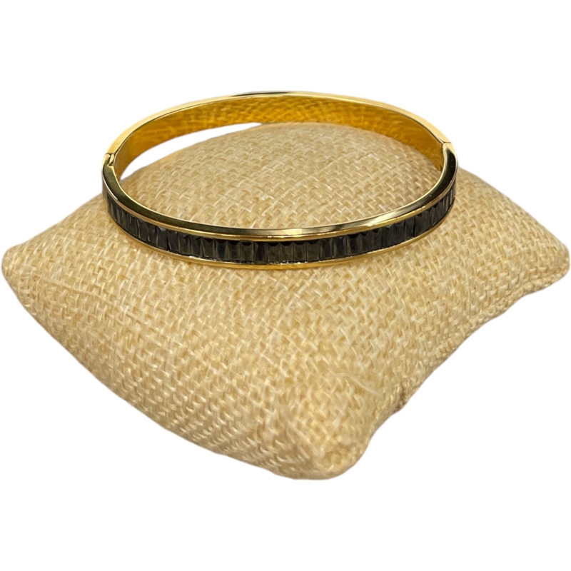 SE104 STAINLESS STEEL BLACK BAGUETTE BRACELET