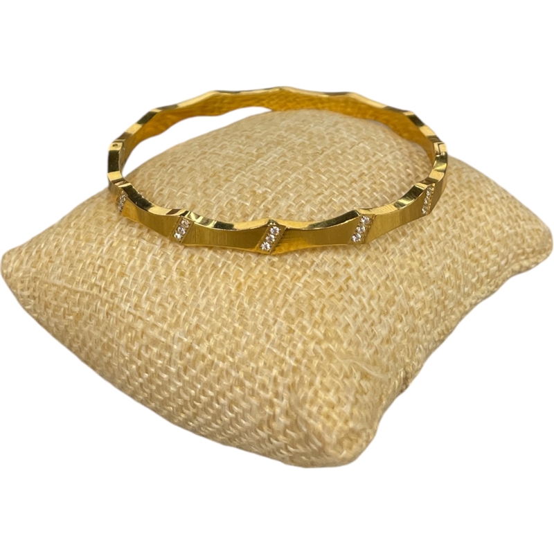 SE106 STAINLESS STEEL GOLD RHINESTONE BRACELET
