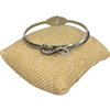 SE107 STAINLESS STEEL SILVER RHINESTONE BOW BRACELET
