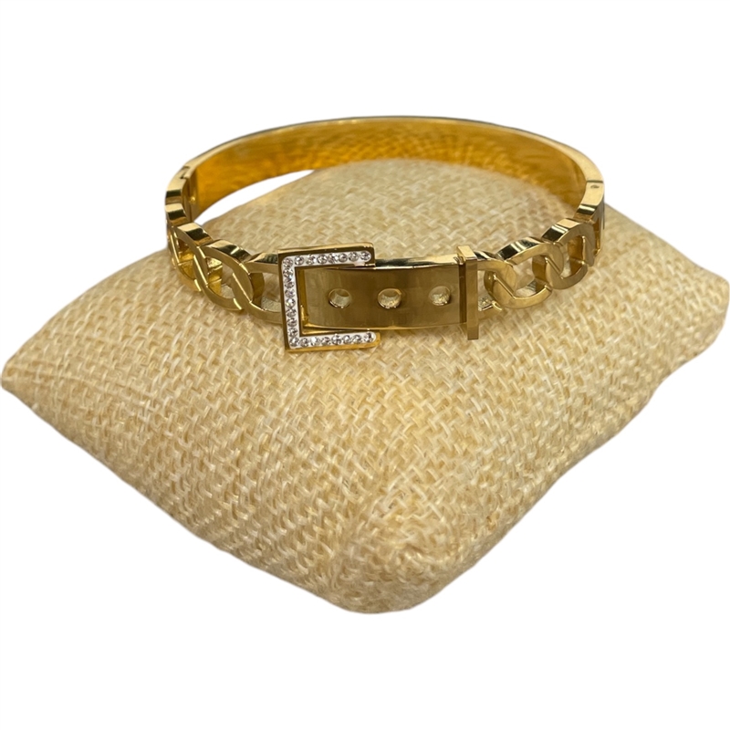 SE109 STAINLESS STEEL RHINESTONE LINK BELT BRACELET