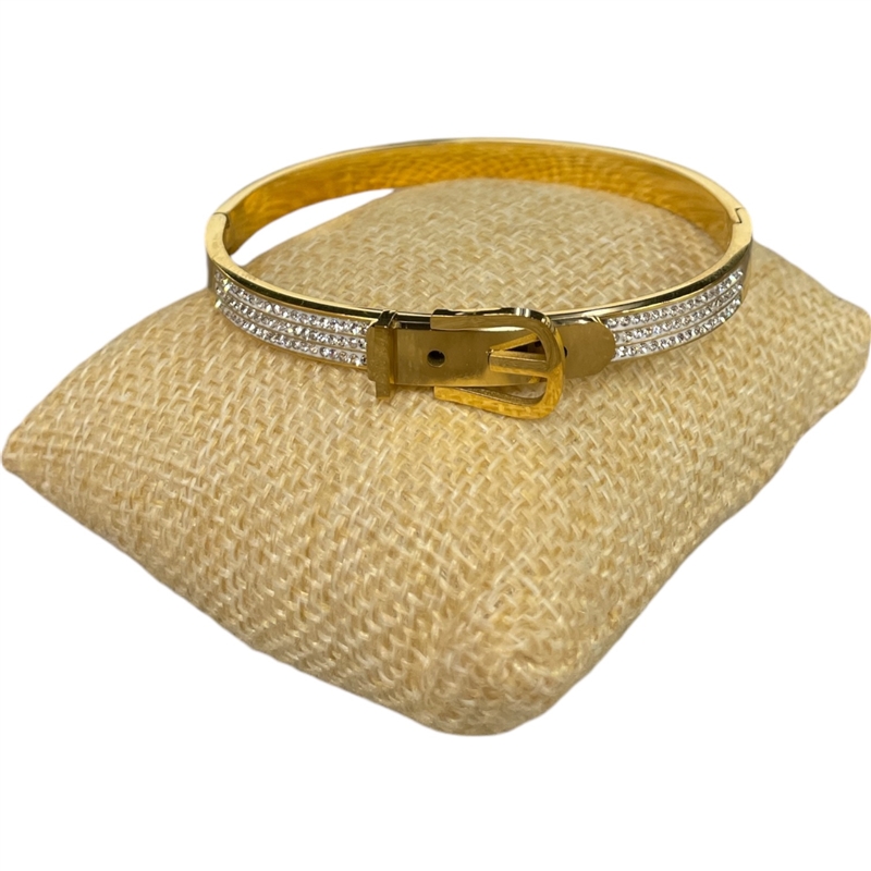 SE110 STAINLESS STEEL RHINESTONE BELT BRACELET