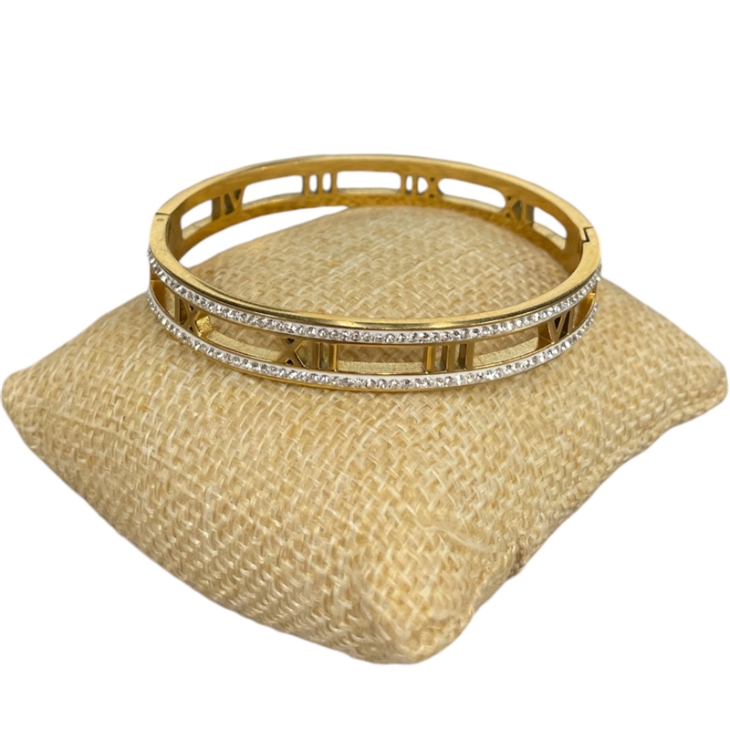 SE111 STAINLESS STEEL DOUBLE RHINESTONE BRACELET
