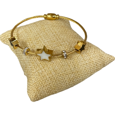 SE13 STAINLESS STEEL TWO TONE STAR BRACELET