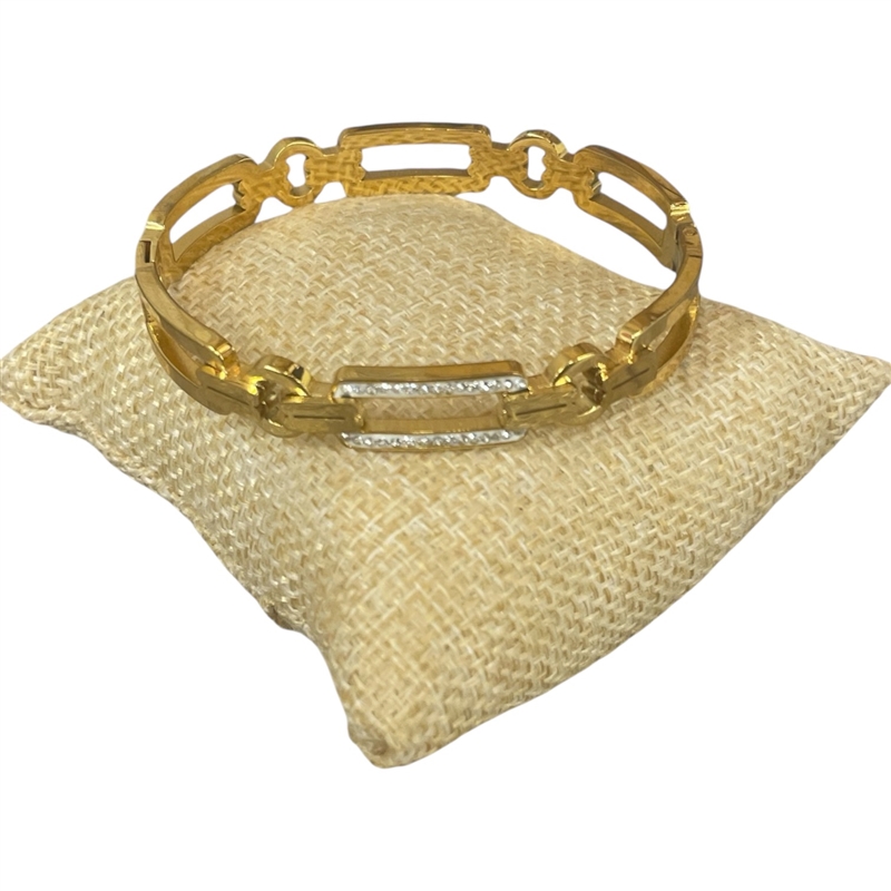 SE65 STAINLESS STEEL RHINESTONE LINK BRACELET