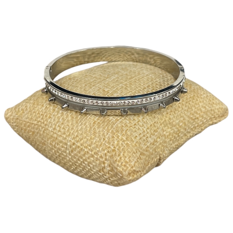 SE70 STAINLESS STEEL SILVER RHINESTONE SPIKES BRACELET