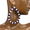 SE7061RW  ROYAL BLUE & WHITE CRYSTAL TEARDROP EARRINGS