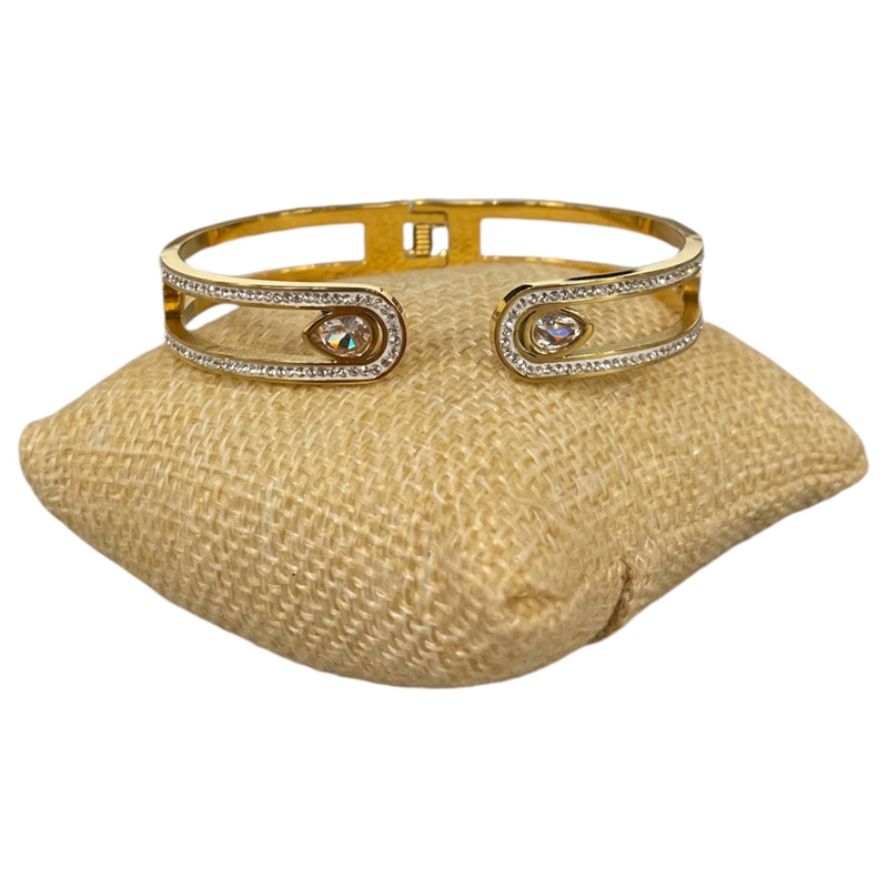 SE79 STAINLESS STEEL TEARDROP CUFF BRACELET