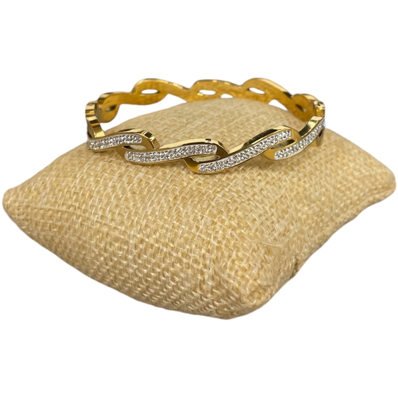 SE82 STAINLESS STEEL RHINESTONE WAVES BRACELET