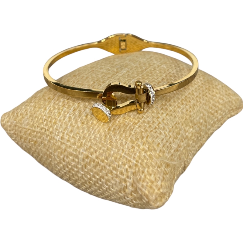 SE86 STAINLESS STEEL ABSTRACT GOLD BRACELET