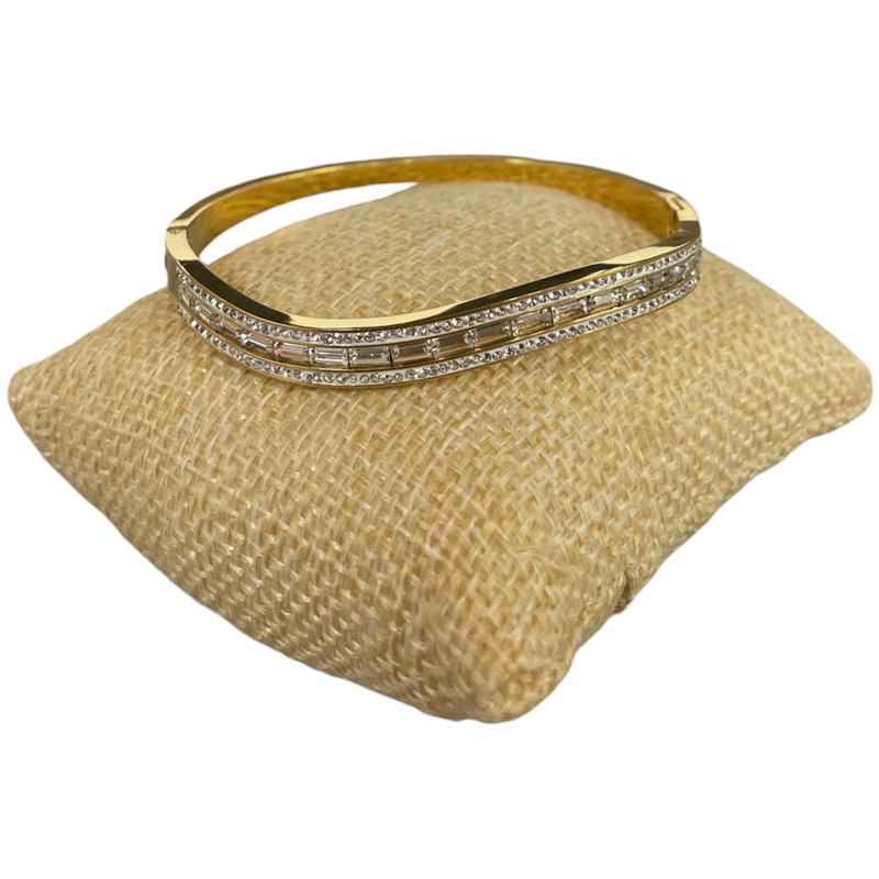 SE92 STAINLESS STEEL WAVE BAGUETTE  BRACELET