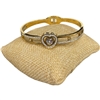 SE95 STAINLESS STEEL RHINESTONE CENTERED HEART BRACELET
