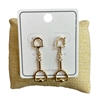 SEA055 GOLD THIN U LINK SMALL POST DANGLE EARRINGS
