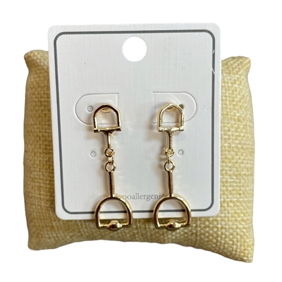 SEA055 GOLD THIN U LINK SMALL POST DANGLE EARRINGS