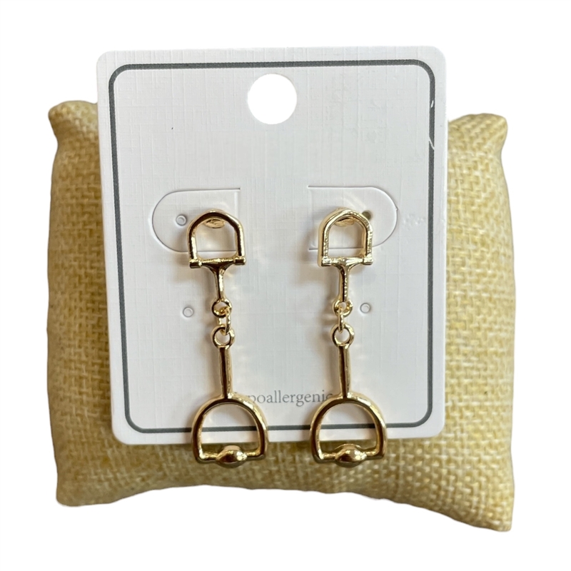 SEA055 GOLD THIN U LINK SMALL POST DANGLE EARRINGS