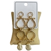 SEA059 GOLD LARGE CIRCLE LINK PEARL DROP POST  DANGLE EARRINGS