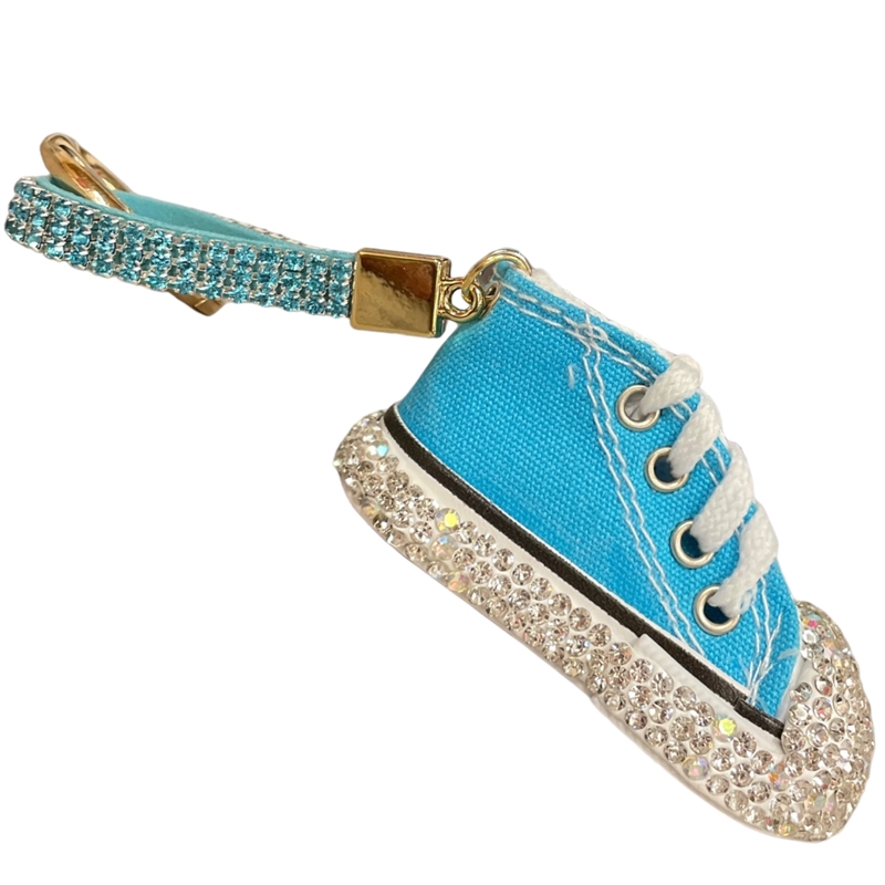 SH500B  BLUE SHOE RHINESTONE KEYCHAIN