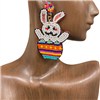 SKE-0886 COLORFUL SURPRISE BUNNY SEED BEAD POST EARRINGS