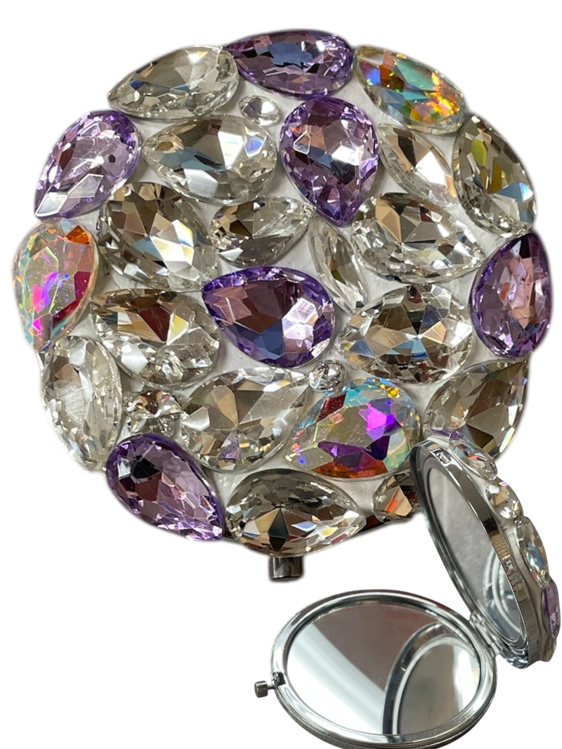 SM3LV AB LAVENDER  CHUNKY CRYSTAL COMPACT DOUBLE-SIDE MIRROR
