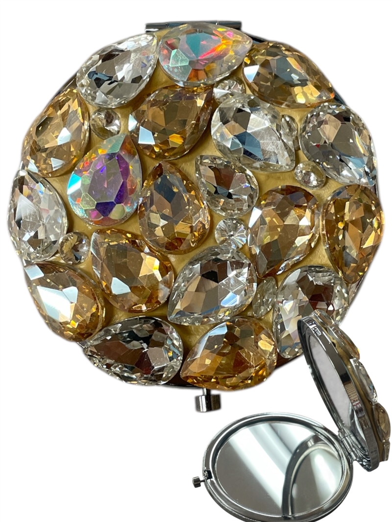 SM3T  AB TOPAZ CHUNKY CRYSTAL COMPACT DOUBLE-SIDE MIRROR