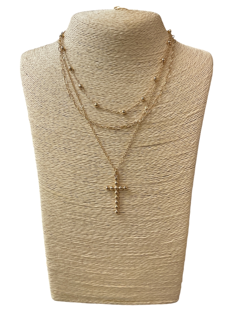 SN1011 BEADED CROSS NECKLACE