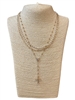 SN1012 DEINTY PEARL MULTI BEADED CROSS DROP GOLD LAYERED NECKLACE