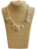 SN1046 WHITE CRYSTAL BEADED FLOWERS NECKLACE