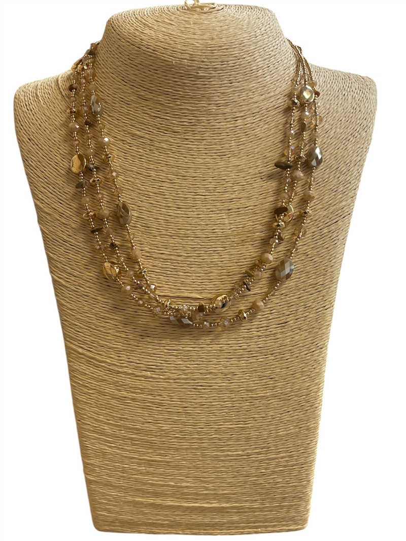 SN1135 CRYSTAL & ACRYLIC BEADED NECKLACE