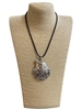 SN13  ANTIQUE SILVER SANTA LEATHER CORD LONG NECKLACE