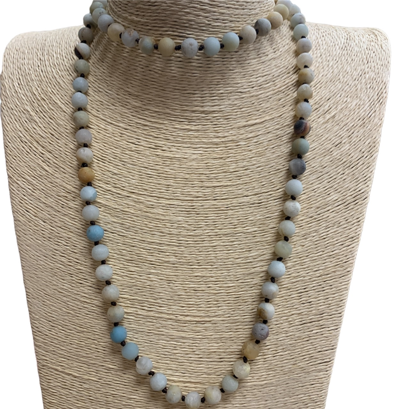 SN368AM 36" AMAZONITE SEMI PRECIOUS STONE NECKLACE