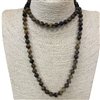 SN368BTE  36" 8MM BROWN & TIGER EYE SEMI-PRECIOUS STONE NECKLACE