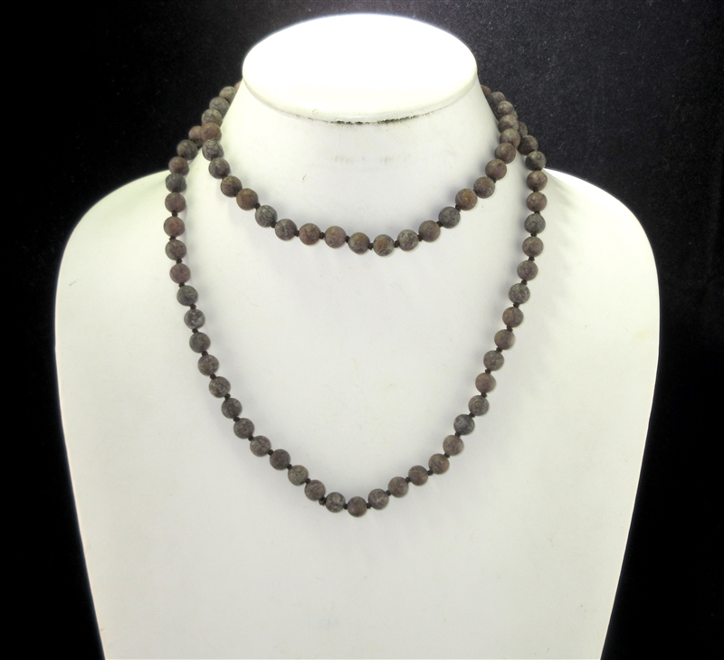 SN368CH 36" 8MM CHOCOLATE SEMI PRECIOUS STONE NECKLACE