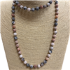 SN368SPG 36" 8MM PINK GRAY SEMI-PRECIOUS STONE NECKLACE