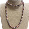 SN368RS 36'' 8MM ROSY SEMI PRECIOUS STONE NECKLACE