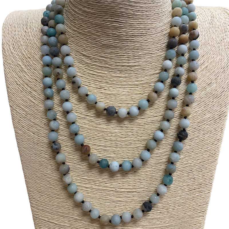 SN608AM 60" 8MM AMAZONITE STONE NECKLACE