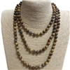 SN608BRW 60" 8MM BROWN MULTI SEMI PRECIOUS STONE NECKLACE