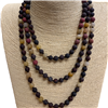 SN608DOM 60" 8MM DARK ORANGE MULTI SEMI PRECIOUS STONE NECKLACE