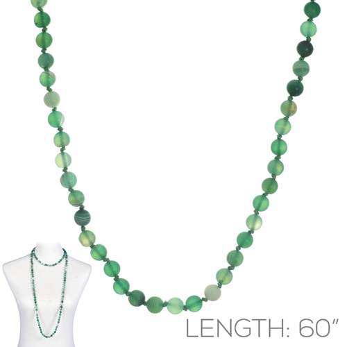 SN608EG 60" 8MM EMERALD GREEN SEMI PRECIOUS STONE NECKLACE