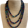 SN608MLTB MULTI BLUE 60'' 8MM SEMI PRECIOUS STONE NECKLACE