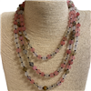 SN608PE 60" 8MM PEACH SEMI PRECIOUS STONE NECKLACE