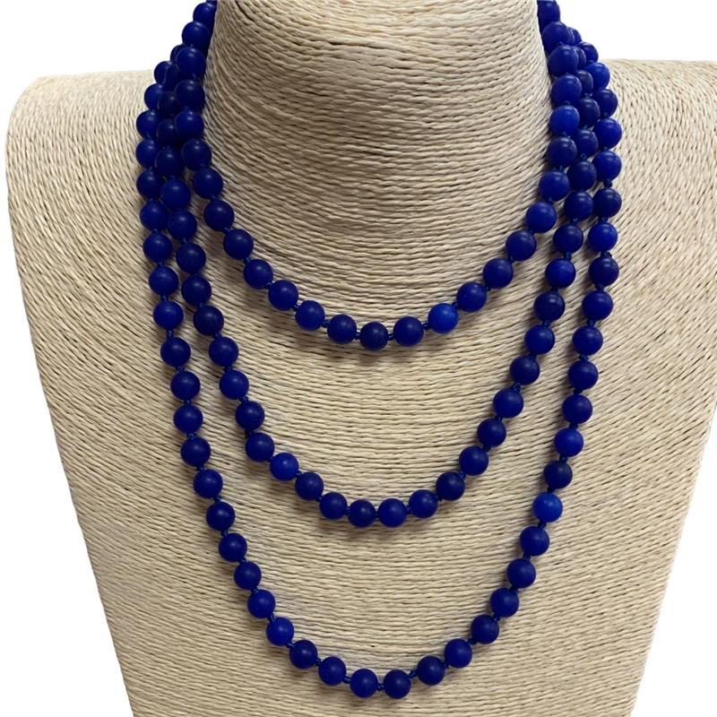 SN608RB 60" 8MM ROYAL BLUE SEMI PRECIOUS STONE NECKLACE