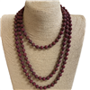 SN608RR 60'' 8MM RED RUSTIC  SEMI PRECIOUS STONE NECKLACE