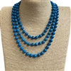 SN608TB BLUE TURQUOISE 60" 8MM SEMI PRECIOUS STONE NECKLACE