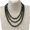 SN8100GR   ''60'' 8MM METALLIC OLIVE CRYSTAL NECKLACE